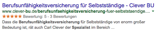 Sterne-Bewertung im Google-Suchergebnis