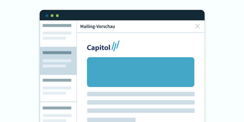 Illustration, die die Möglichkeiten der Personalisierung von Newslettern für Versicherungsmakler und Baufinanzierer zeigt.