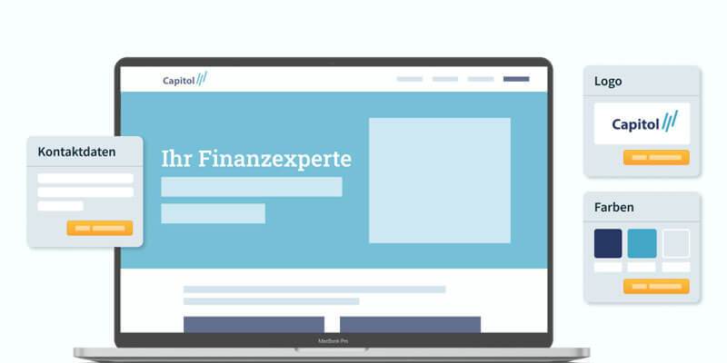 Illustration, die die Möglichkeiten der Personalisierung einer Landingpage-Kampagne für Versicherungsmakler und Baufinanzierer mit digidor zeigt.