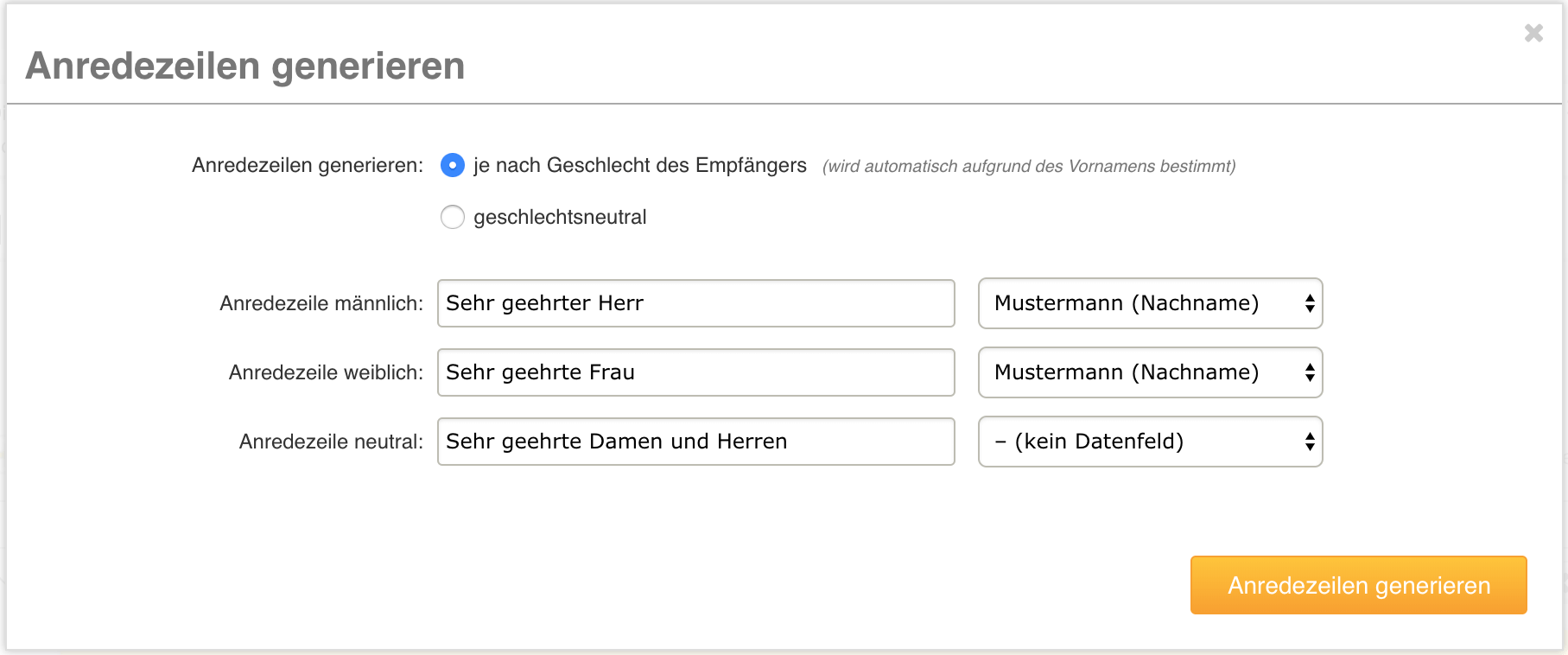 Anredezeile Anredezeile