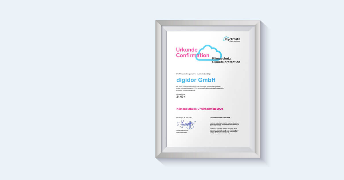 digidor ist klimaneutrales Unternehmen 2020