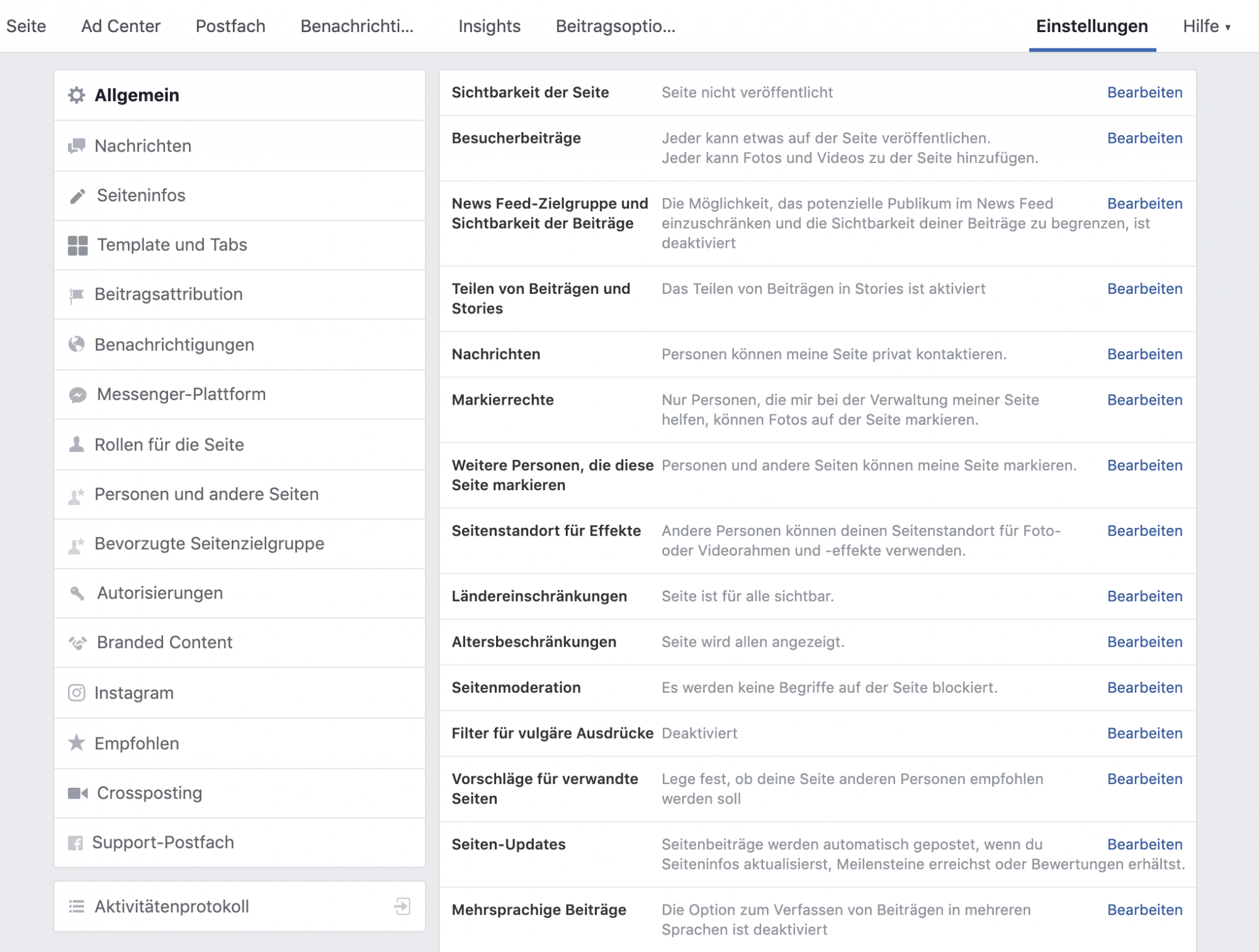 Einstellungen Einstellungen