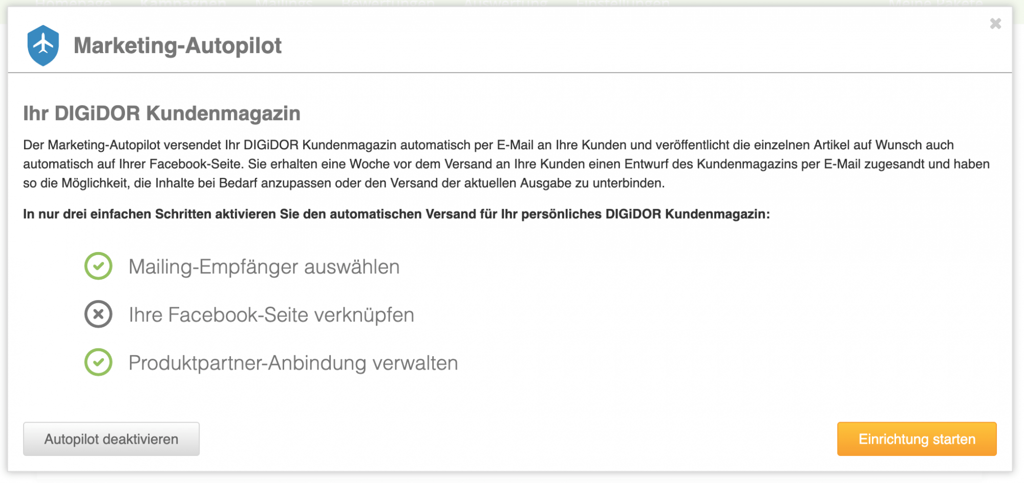 Einrichtung starten Einrichtung starten