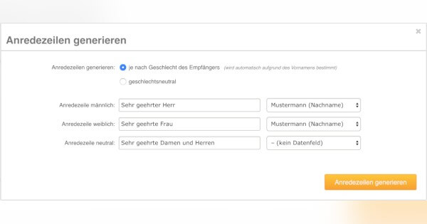 Der intelligente Anredezeilen-Generator ist da